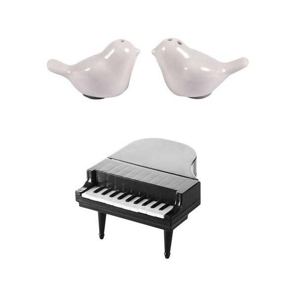 forks 1 set of love birds ceramic salt and pepper shakers white & 1x black creative piano modeling keys fruit fork 
forks 1 set of love birds ceramic salt and pepper shakers white & 1x black creative piano modeling keys fruit fork