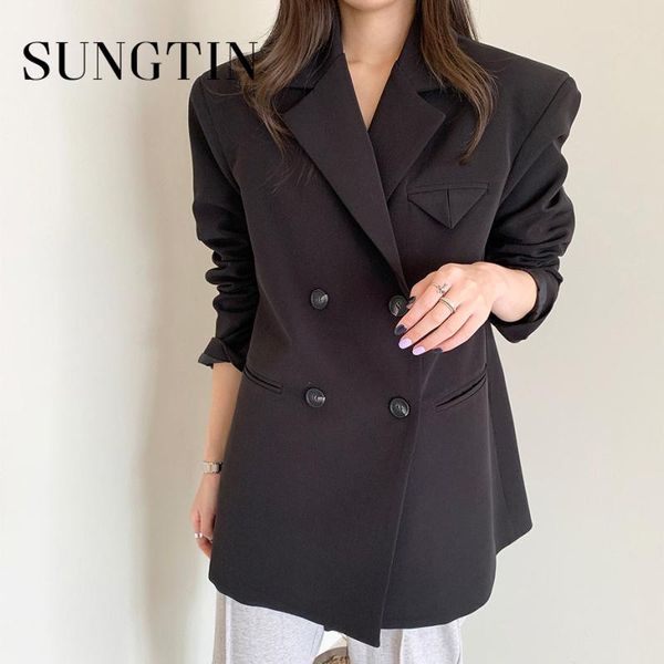 sungtin women long black oversized blazer office lady loose fashion solid business blazer work spring 2021 female chic, White;black
sungtin women long black oversized blazer office lady loose fashion solid business blazer work spring 2021 female chic, White;black