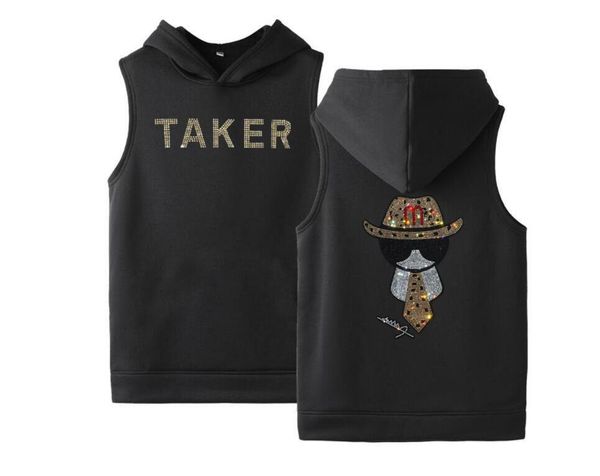 men' tank sleeveless vest rhinestone cotton men hip hop japanese design hoodies, White;black
men' tank sleeveless vest rhinestone cotton men hip hop japanese design hoodies, White;black