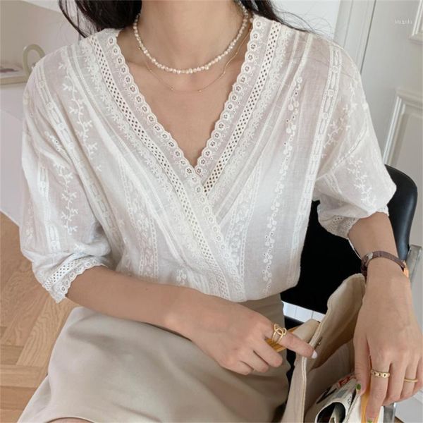 women's blouses & shirts summer hollow out v-neck white 2021 casual chic chiffon ol girl lace all match fashion women
women's blouses & shirts summer hollow out v-neck white 2021 casual chic chiffon ol girl lace all match fashion women