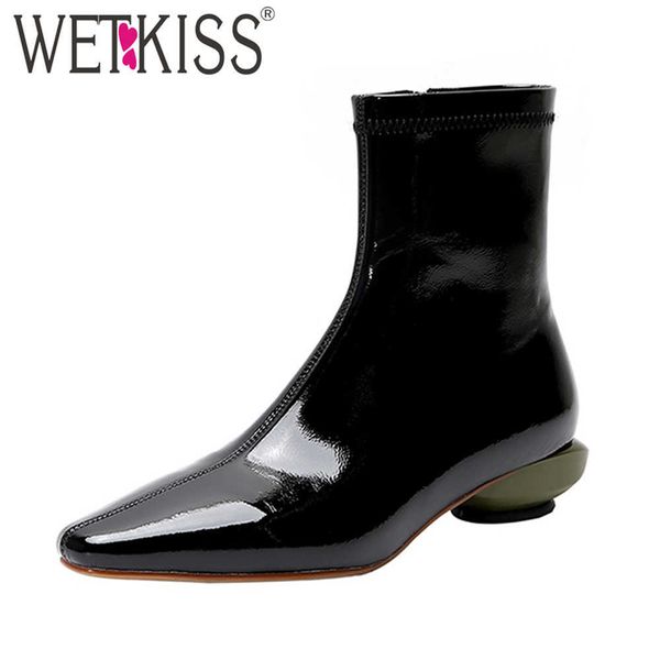 wetkiss stretch ankle boots women square toe patent strange heel booties woman shoes fashion ladies boot low heel 210630, Black
wetkiss stretch ankle boots women square toe patent strange heel booties woman shoes fashion ladies boot low heel 210630, Black