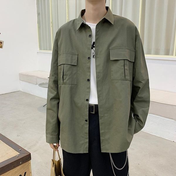 men's casual shirts retro tooling long-sleeved shirt male hong kong style japanese trend loose thin coat harajuku student all-match, White;black
men's casual shirts retro tooling long-sleeved shirt male hong kong style japanese trend loose thin coat harajuku student all-match, White;black