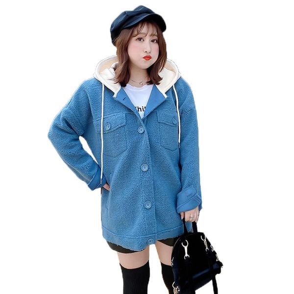 women's wool & blends plus size 5xl jacket women autumn winter lamb velvet coat mid-long hooded single-breasted expo solid color outerw, Black
women's wool & blends plus size 5xl jacket women autumn winter lamb velvet coat mid-long hooded single-breasted expo solid color outerw, Black