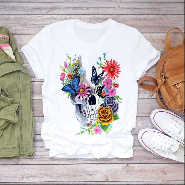 women cartoon skull floral flower fall autumn halloween print lady t shirts womens graphic t shirt ladies female tee t shirt, White
women cartoon skull floral flower fall autumn halloween print lady t shirts womens graphic t shirt ladies female tee t shirt, White