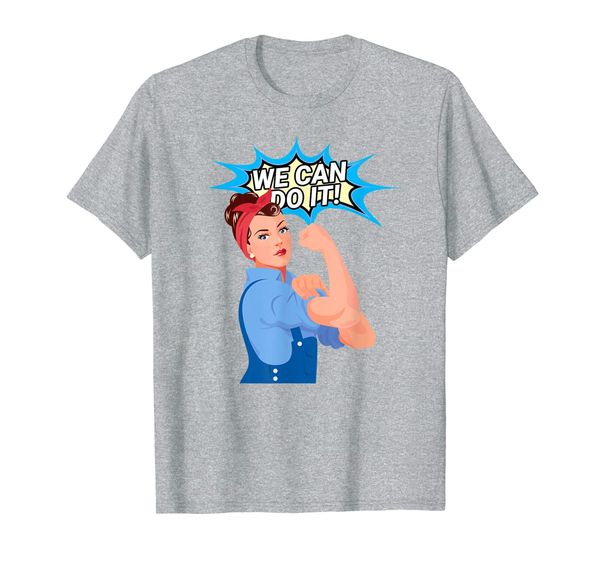feminist rosie the riveter pop art we can do it retro t-shirt, White;black 
feminist rosie the riveter pop art we can do it retro t-shirt, White;black