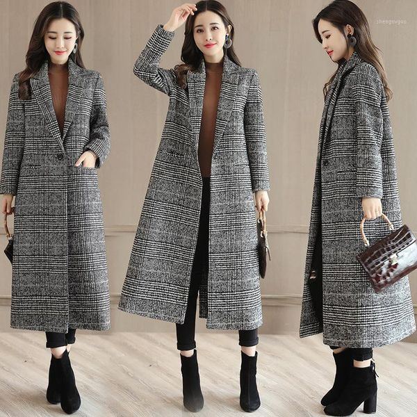 women's wool & blends grid printed long coat for women elegant autumn winter single breasted ladies sleeve outerwear parka jacket vinta, Black
women's wool & blends grid printed long coat for women elegant autumn winter single breasted ladies sleeve outerwear parka jacket vinta, Black