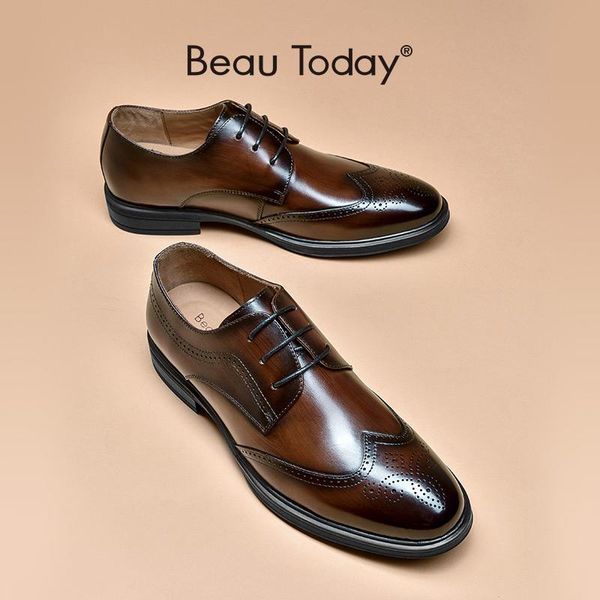 dress shoes brogue derby lace-up genuine calfskin leather waxing round toe flat office for men handmade beautoday a51049, Black
dress shoes brogue derby lace-up genuine calfskin leather waxing round toe flat office for men handmade beautoday a51049, Black
