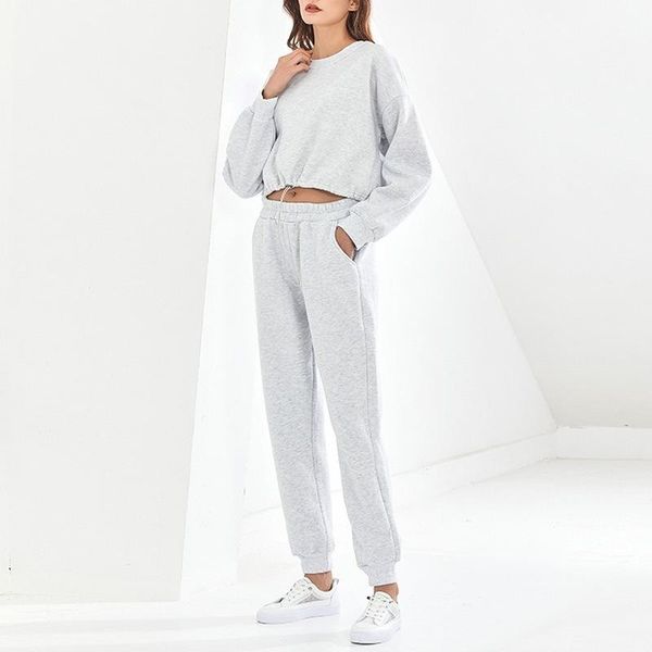 women's two piece pants set women and fashion casual round neck drawstring solid color tracksuit, White
women's two piece pants set women and fashion casual round neck drawstring solid color tracksuit, White
