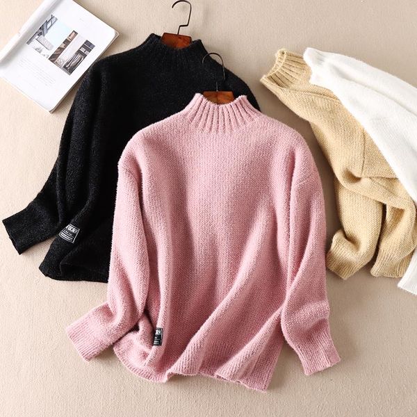 women's sweaters folobe thickened pullover keep warm sweater women all-match fashion patch half high collar autumn and winter chenille, White;black
women's sweaters folobe thickened pullover keep warm sweater women all-match fashion patch half high collar autumn and winter chenille, White;black