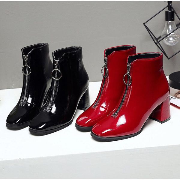 boots women ankle fashion ladies patent leather shoes zipper square toe pumps high heels thin plush autumn winter, Black
boots women ankle fashion ladies patent leather shoes zipper square toe pumps high heels thin plush autumn winter, Black
