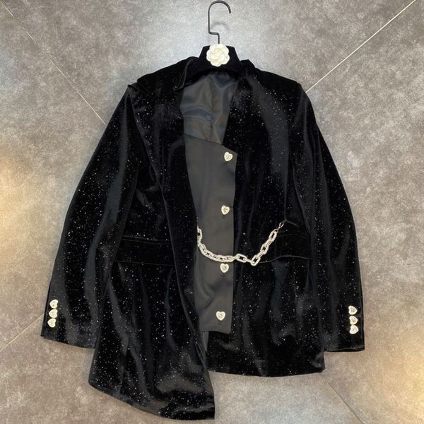 2021 Spring Fresh Arrivals Black Long Sleeve Engraved Chain Decoration Velvet Clothing Jacket Tzjy, White;black
2021 Spring Fresh Arrivals Black Long Sleeve Engraved Chain Decoration Velvet Clothing Jacket Tzjy, White;black