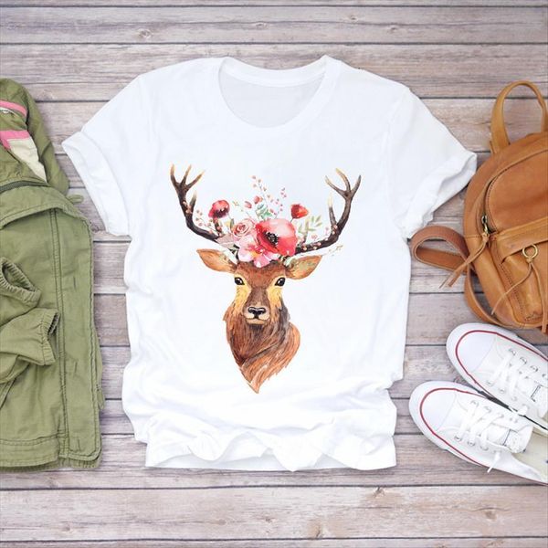 flower fashion deer christmas kawaii womens t shirt 90s floral print graphic female tee, White
flower fashion deer christmas kawaii womens t shirt 90s floral print graphic female tee, White