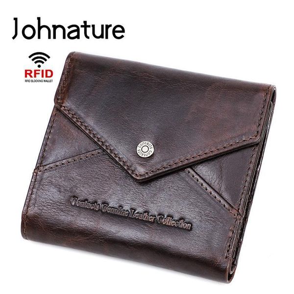 wallets johnature fashion genuine leather wallet card holder 2021 rfid anti theft casual short tri-fold cowhide women, Red;black 
wallets johnature fashion genuine leather wallet card holder 2021 rfid anti theft casual short tri-fold cowhide women, Red;black