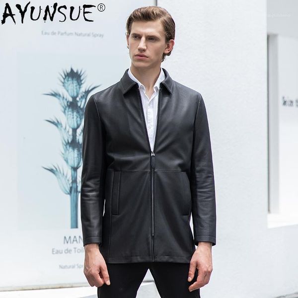men's leather & faux ayunsue men clothing autumn coat genuine sheepskin jacket mens mid-length windbreaker chaquetas hombre lxr1040, Black
men's leather & faux ayunsue men clothing autumn coat genuine sheepskin jacket mens mid-length windbreaker chaquetas hombre lxr1040, Black