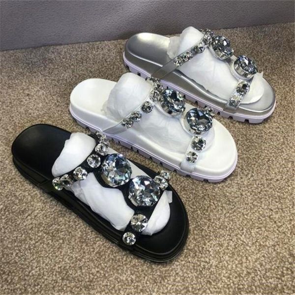 slippers women's shoes heightened thick bottom rhinestone flat wear open toe casual sandals leather, Black
slippers women's shoes heightened thick bottom rhinestone flat wear open toe casual sandals leather, Black