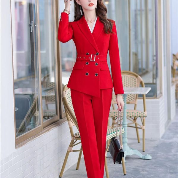 women's two piece pants blazer suit women autumn double breasted black casual oversize red office clothes elegant slim ladies, White
women's two piece pants blazer suit women autumn double breasted black casual oversize red office clothes elegant slim ladies, White