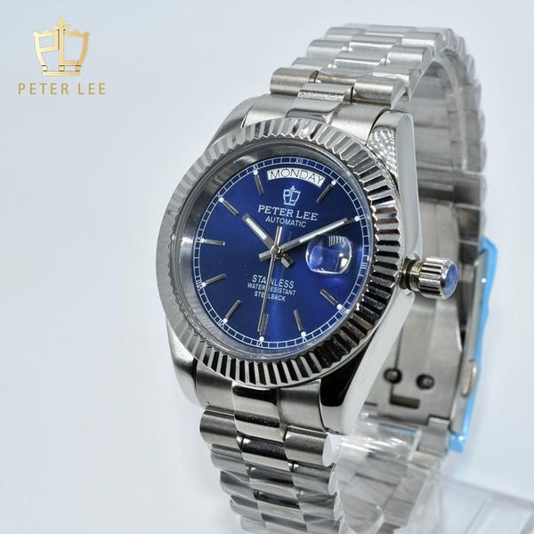 wristwatches brand peter lee 40mm men luxury vintage design gold stainless steel automatic mechanical watch wholesale, Slivery;brown
wristwatches brand peter lee 40mm men luxury vintage design gold stainless steel automatic mechanical watch wholesale, Slivery;brown