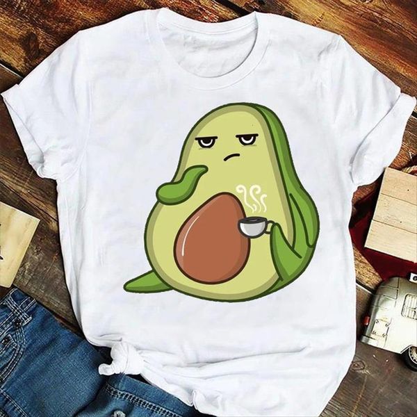 fashion cartoon avocado fruit women short sleeve summer tshirts clothes graphic t lady print female tee shirt, White 
fashion cartoon avocado fruit women short sleeve summer tshirts clothes graphic t lady print female tee shirt, White