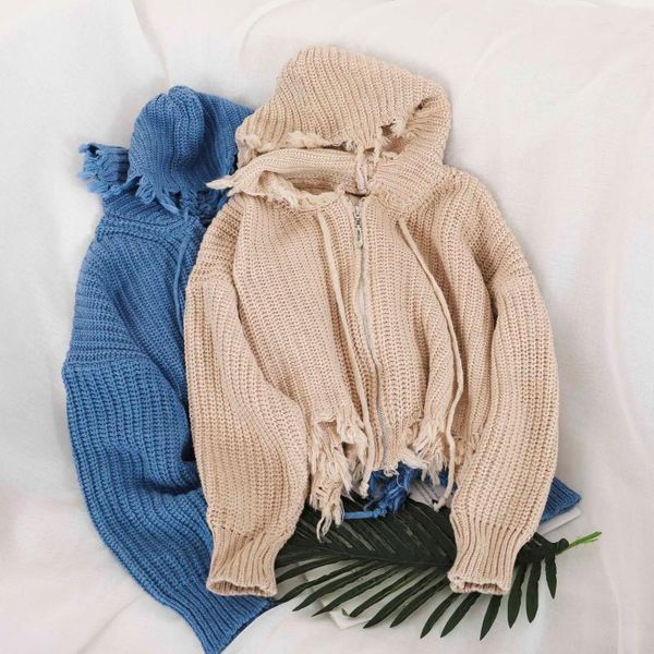 women's jackets spring autumn irregular tassels hooded knitted holes sweater coat zipper cardigan pullovers shirts drawstring hoodies s, Black;brown
women's jackets spring autumn irregular tassels hooded knitted holes sweater coat zipper cardigan pullovers shirts drawstring hoodies s, Black;brown
