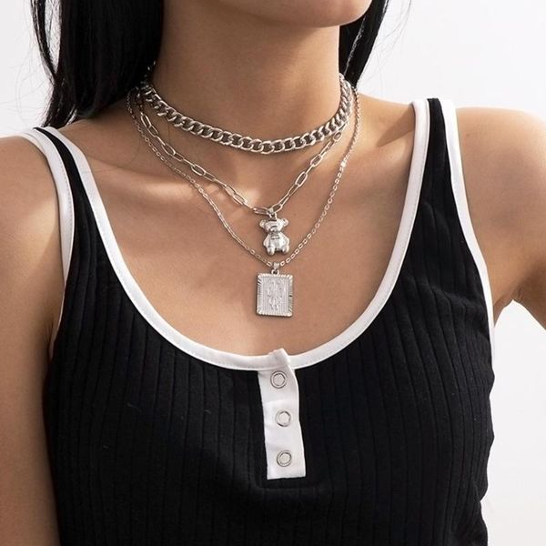 pendant necklaces elegant temperament multi-layer necklace women fashion simple bear butterfly set, Silver
pendant necklaces elegant temperament multi-layer necklace women fashion simple bear butterfly set, Silver