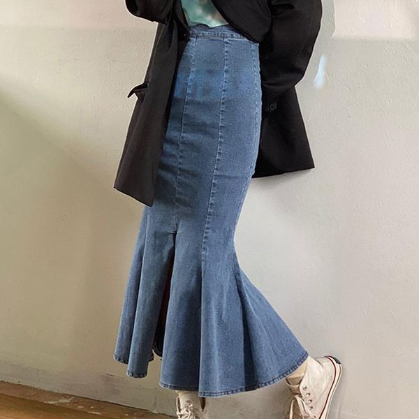 skirts high waist stretch denim half-length skirt autumn solid color mid-length package hip and ruffled fishtail long, Black
skirts high waist stretch denim half-length skirt autumn solid color mid-length package hip and ruffled fishtail long, Black