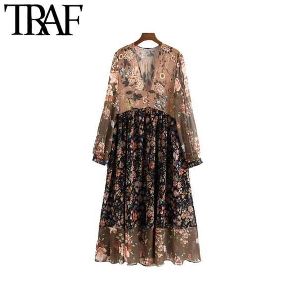 casual dresses traf women vintage elegant floral print chiffon midi dress v neck long sleeve see through chic ladies vestidos mujer, Black;gray
casual dresses traf women vintage elegant floral print chiffon midi dress v neck long sleeve see through chic ladies vestidos mujer, Black;gray