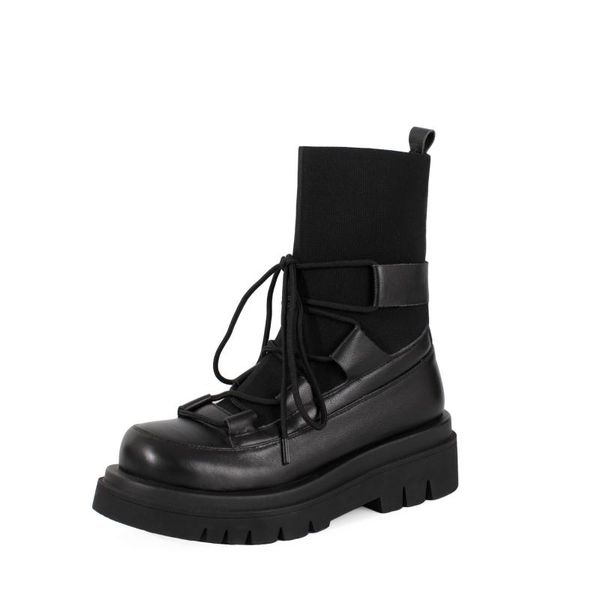 boots lmyom brand genuine leather real socks thick-soled trifle short lace thin stretch, Black
boots lmyom brand genuine leather real socks thick-soled trifle short lace thin stretch, Black