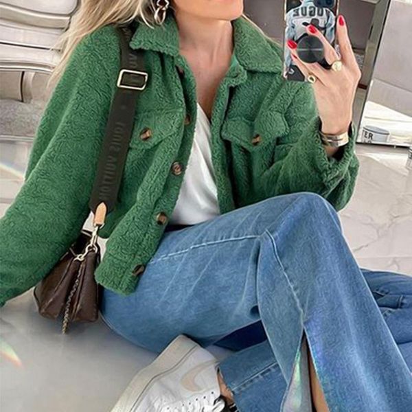 women's jackets women coats 2021 autumn winter solid color long sleeve pocket woman outwears short casual coat female plus size, Black;brown
women's jackets women coats 2021 autumn winter solid color long sleeve pocket woman outwears short casual coat female plus size, Black;brown
