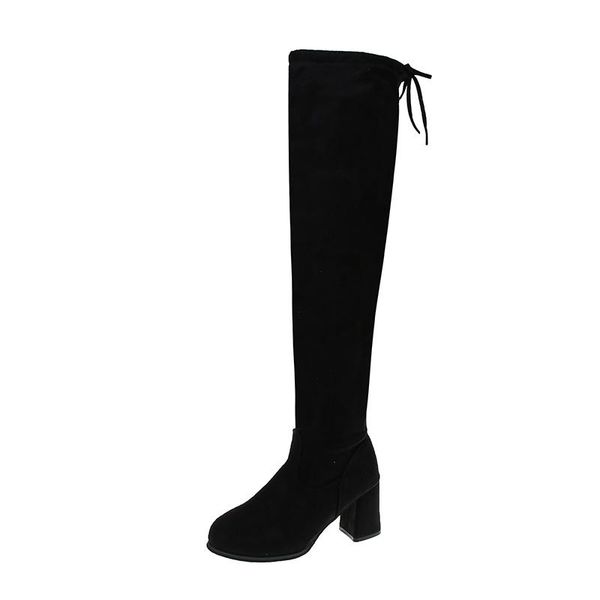 boots 2021 winter women's shoes lace-up solid round toe fashion sweet high heels square heel flock knee 34-40, Black
boots 2021 winter women's shoes lace-up solid round toe fashion sweet high heels square heel flock knee 34-40, Black