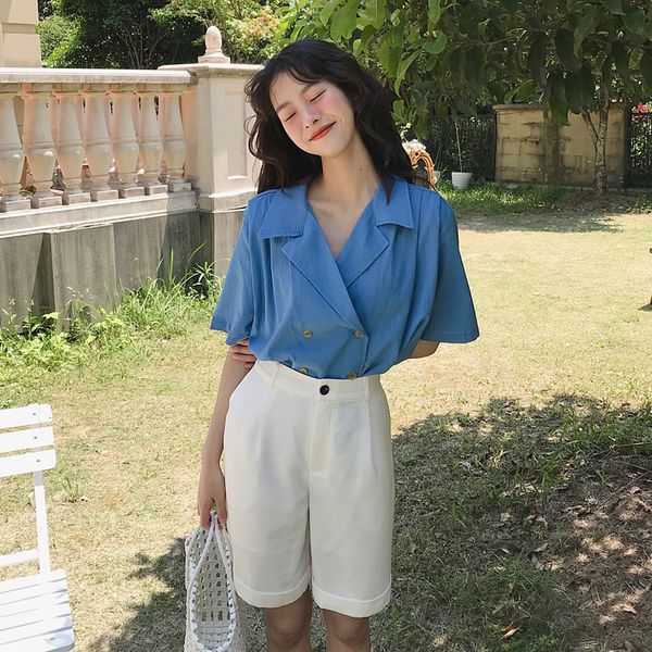 2021 summer tshirt women short blouses t-shirt set suit v-neck t shirt female blue five points shorts 32h2, White
2021 summer tshirt women short blouses t-shirt set suit v-neck t shirt female blue five points shorts 32h2, White