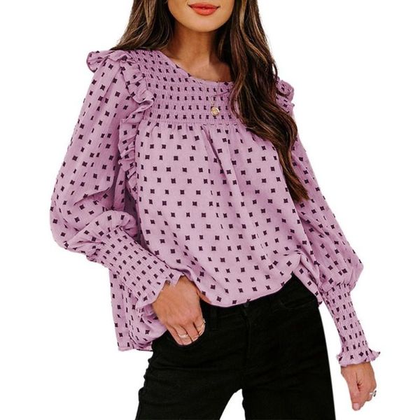 women's blouses & shirts ladies style o-neck lotus side lantern sleeve polka dot casual comfortable chiffon shirt spring autumn, White
women's blouses & shirts ladies style o-neck lotus side lantern sleeve polka dot casual comfortable chiffon shirt spring autumn, White