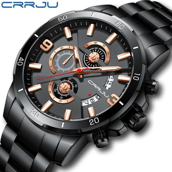 wristwatches crrju sports watch man business chronograph wristwatch stainless steel date waterproof quartz clock relogio, Slivery;brown
wristwatches crrju sports watch man business chronograph wristwatch stainless steel date waterproof quartz clock relogio, Slivery;brown