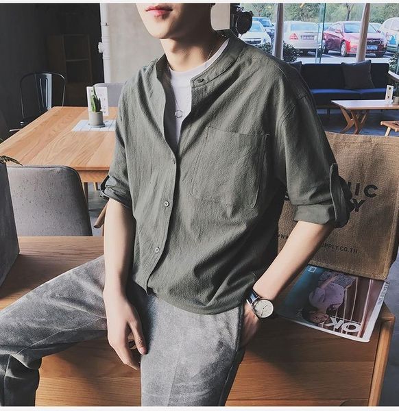 men's casual shirts qiwn seven-point sleeve shirt short-sleeved autumn cotton linen short sleeves men clothing, White;black
men's casual shirts qiwn seven-point sleeve shirt short-sleeved autumn cotton linen short sleeves men clothing, White;black