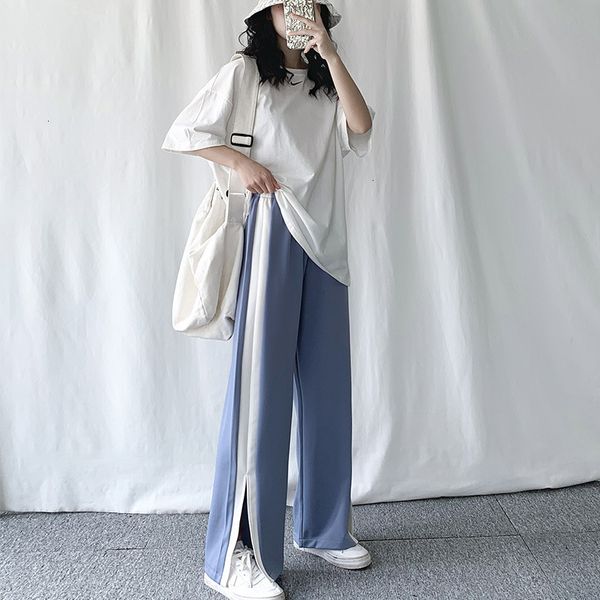 spring 2021 new stretch high waist women casual female trousers outwear split hem stright pants 9ot8, Black;white
spring 2021 new stretch high waist women casual female trousers outwear split hem stright pants 9ot8, Black;white