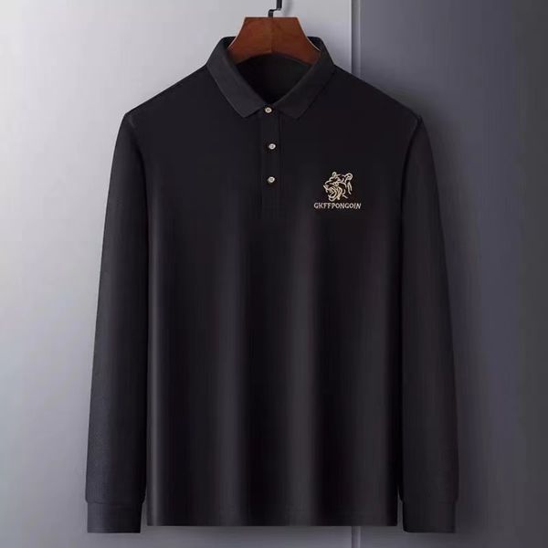 European spring and autumn men's T-shirt, pure cotton clothing, tiger embroidered bottom shirt, trend Lapel long sve polo shirt, White;black
European spring and autumn men's T-shirt, pure cotton clothing, tiger embroidered bottom shirt, trend Lapel long sve polo shirt, White;black