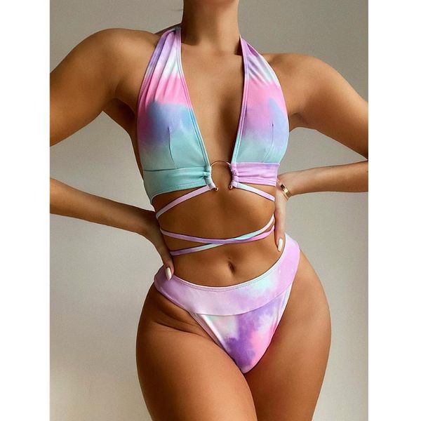 women's swimwear tie-dye print bikini 2021 halter women swimsuit female two pieces set bandage bathing suits beach wear swim, White;black
women's swimwear tie-dye print bikini 2021 halter women swimsuit female two pieces set bandage bathing suits beach wear swim, White;black