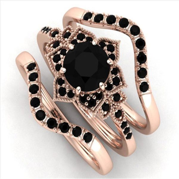 wedding rings fashion jewelry glamour woman rose gold black zircon flower three - piece engagement ring for anniversary, Slivery;golden
wedding rings fashion jewelry glamour woman rose gold black zircon flower three - piece engagement ring for anniversary, Slivery;golden