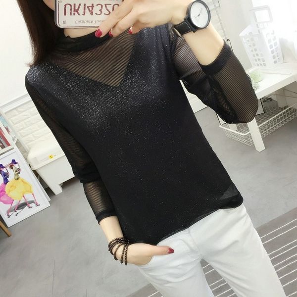 2021 new women fishnet high neck long sleeve see-through t-shirt hollow out transparent mesh t-shirts sliver gold sequin ca28, White
2021 new women fishnet high neck long sleeve see-through t-shirt hollow out transparent mesh t-shirts sliver gold sequin ca28, White