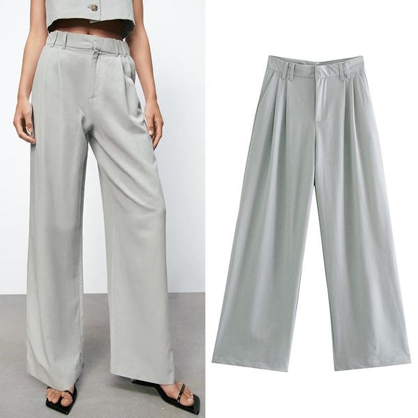 women's pants & capris wxwt za women grey linen wide leg long trousers vintage high waist office lady solid pantalon ly9548, Black;white
women's pants & capris wxwt za women grey linen wide leg long trousers vintage high waist office lady solid pantalon ly9548, Black;white