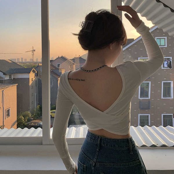 women's t-shirt halter cross white t-shirt women autumn tight-fitting long-sleeved bottoming shirt inner short gggd
women's t-shirt halter cross white t-shirt women autumn tight-fitting long-sleeved bottoming shirt inner short gggd