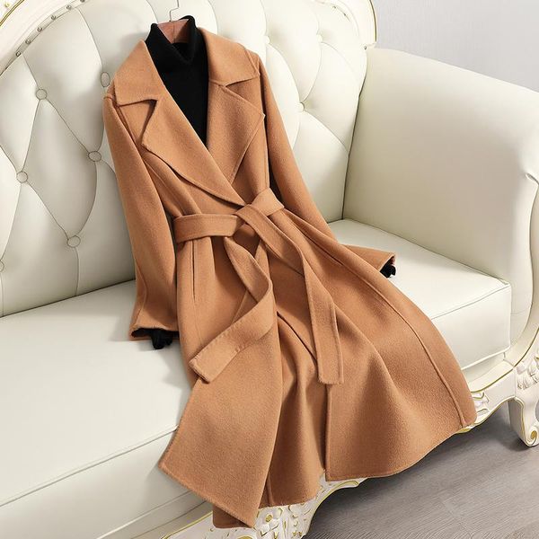 women's trench coats double sided cashmere coat medium and long autumn winter 2021 slim hepburn wool high-end over knee, Tan;black
women's trench coats double sided cashmere coat medium and long autumn winter 2021 slim hepburn wool high-end over knee, Tan;black