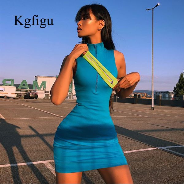 2019 new women summer solid blue zipper high neck sleeveless bodycon mini party dresses, Black;gray
2019 new women summer solid blue zipper high neck sleeveless bodycon mini party dresses, Black;gray