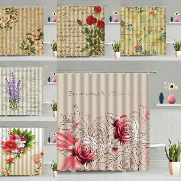 european retro flower shower curtains bath screen bathroom decor rose lavender plant floral printed waterproof fabric hooks set
european retro flower shower curtains bath screen bathroom decor rose lavender plant floral printed waterproof fabric hooks set