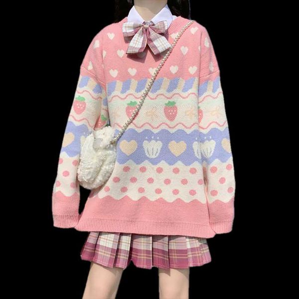 women's sweaters winter warm sweater heart cute strawberry female college style long sleeve knit mujer, White;black
women's sweaters winter warm sweater heart cute strawberry female college style long sleeve knit mujer, White;black
