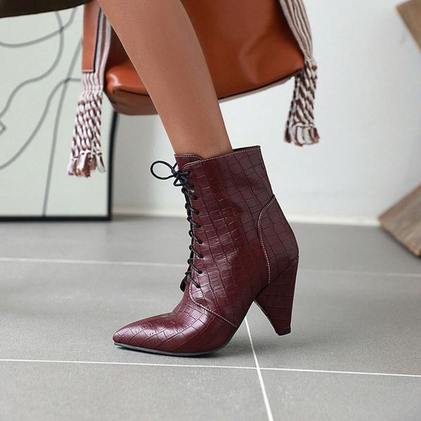 boots ankle cowboy for women shoes fashion red lace up high heel short boot autumn large size 46 47, Black
boots ankle cowboy for women shoes fashion red lace up high heel short boot autumn large size 46 47, Black