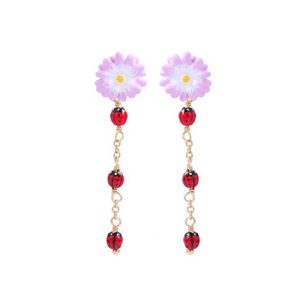 earrings & necklace enamel small daisy earring insect ear studs ring bracelet set jewelry for woman 2021 trend, Silver