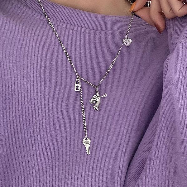 pendant necklaces timeonly romantic key angel love heart for women ladies hollow alloy chain sweater jewellery retro, Silver
pendant necklaces timeonly romantic key angel love heart for women ladies hollow alloy chain sweater jewellery retro, Silver