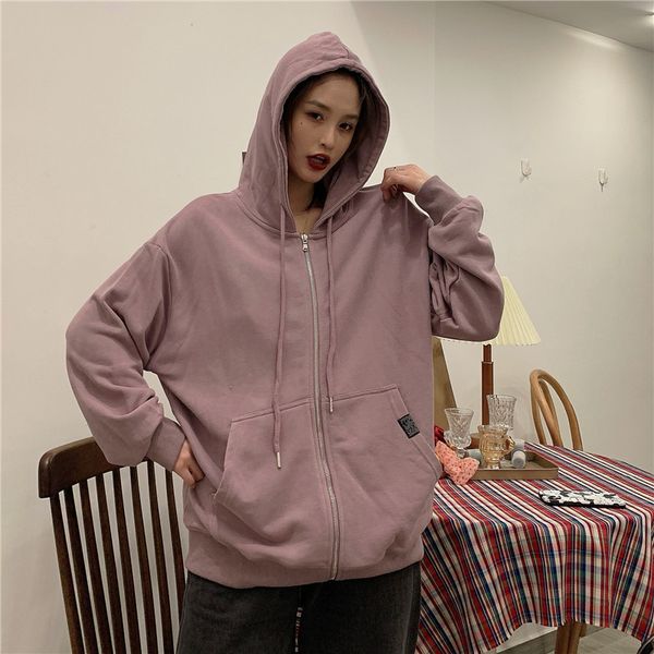 2021 new college style loose solid color thin hooded zipper sweatshirt autumn personality simple 4f6s, Black
2021 new college style loose solid color thin hooded zipper sweatshirt autumn personality simple 4f6s, Black