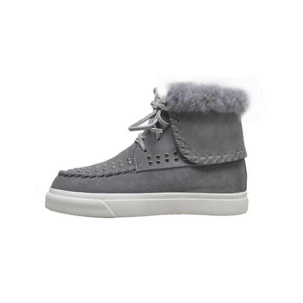 new cow suede material rivet snow decorative round head classic low heel tread woman's boots large xh9f, Black 
new cow suede material rivet snow decorative round head classic low heel tread woman's boots large xh9f, Black