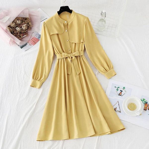 casual dresses solid color elegant dress women o-neck long sleeve buttons bandage spring a-line office ladies midi vestido, Black;gray
casual dresses solid color elegant dress women o-neck long sleeve buttons bandage spring a-line office ladies midi vestido, Black;gray